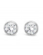 Round Rub-Over Set Solitaire Diamond Earrings, Set in 18ct White Gold. Tdw 0.50ct